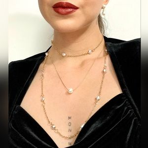 Multilayered‎ Faux Pearl Minimalist Necklace 26in Plus 4in Extender